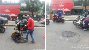 Jalan Berlubang di Tangsel Sebabkan Pengendara Jatuh, Polisi Koordinasi Cepat dengan Pemkot