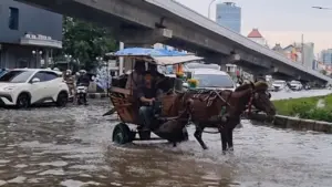 Banjir Kelapa Gading Jadi Ladang Cuan Kusir Delman, Tarif Sekali Angkut Rp 100 Ribu