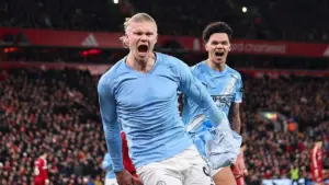 Erling Haaland Pecah Telur Gol di Anfield, Man City Raih Kemenangan Dramatis atas Liverpool 2-1