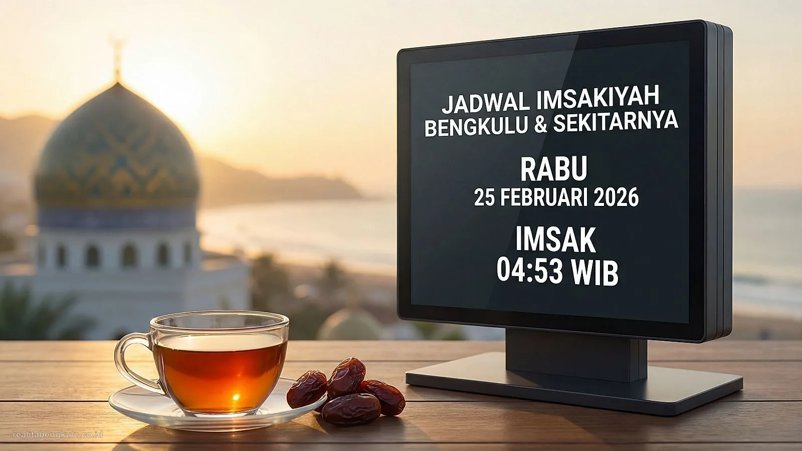 Waktu Imsak dan Jadwal Salat Bengkulu Hari Ini, Rabu 25 Februari 2026 (Ramadan Hari ke-7)