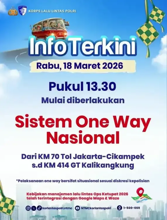 Rekayasa One Way Nasional – Polri Siapkan Strategi Manajemen Lalu Lintas Puncak Mudik Lebaran 2026