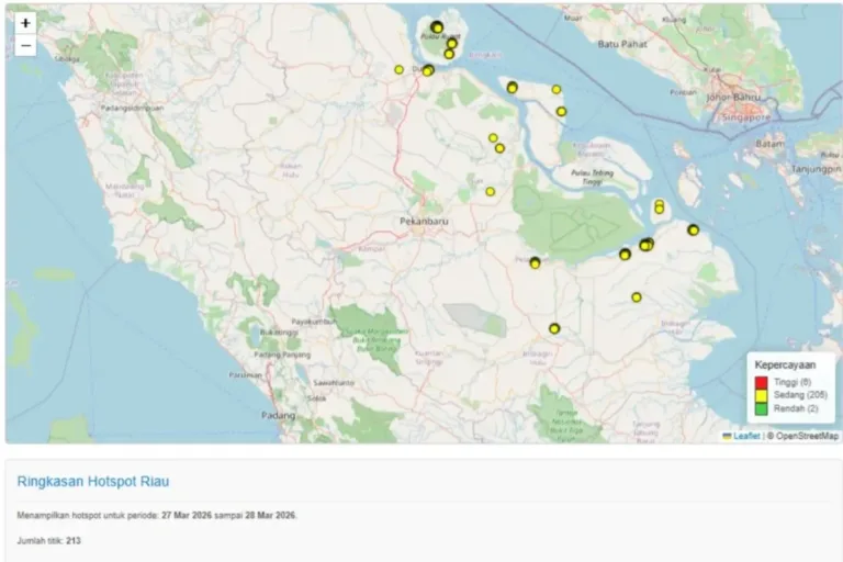 Titik Panas Riau 2026 – 213 Lokasi Kebakaran Terdeteksi