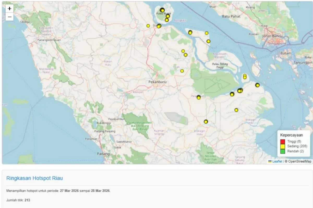 Titik Panas Riau 2026 – 213 Lokasi Kebakaran Terdeteksi